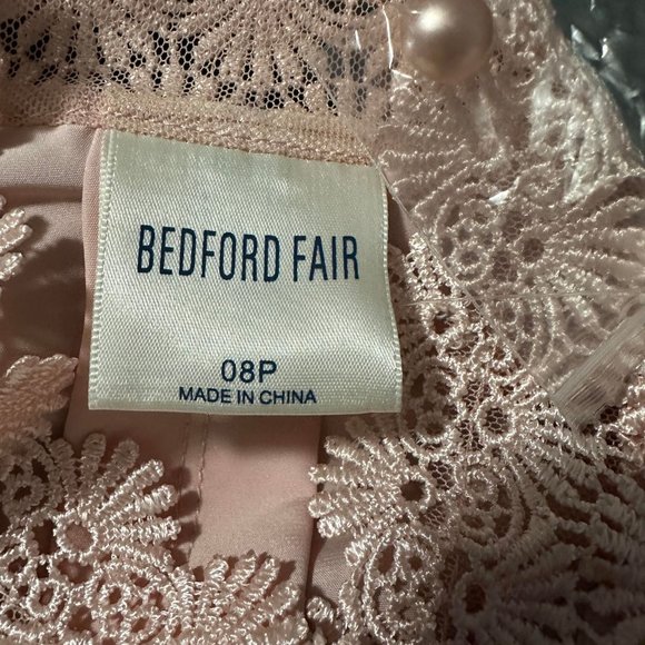 Bedford Fair women's 08P NWOT vintage pink with pearl button down blouse - Picture 2 of 5